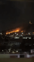Hilltop fire burns above León de los Aldama, Mexico