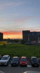 Dusk urban landscape captured in Saint Petersburg parking area