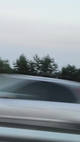 This media file is a short video clip, likely captured from a moving vehicle, possibly a train or car, judging by the slight motion blur and the presence of what appears to be a window frame on the right side. The scene is outdoors, depicting a landscape characterized by a body of water in the middle distance, bordered by a gently sloping hill covered in trees and vegetation. The time of day appears to be late afternoon or early evening, as suggested by the soft, diffused light and the slightly hazy sky, which is a pale gray-blue.

The landscape itself is a mix of natural elements. The water, possibly a lake or a wide river, reflects the muted sky. On the far bank, a wooded hillside rises, dotted with greenery. In the foreground, there's a glimpse of a grassy or dry field, and a solitary, dark green evergreen tree is partially visible on the left. The right side of the frame shows a white barrier or railing, further indicating a structured viewpoint like a highway or train track.

There are no people or distinct objects in the immediate foreground. The overall mood is serene and somewhat melancholic, possibly due to the overcast weather and the subdued lighting. The location context provided places the scene in Tatarskoe Burnashevo, Russia, which suggests a rural or semi-rural setting within that geographical area. No visible text is present in the video clip.