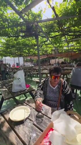 Morning vineyard dining captured in Mate Yehuda, Israel