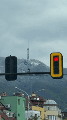 Cars stop at red light in Sofia