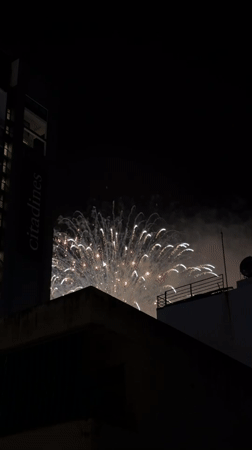 Fireworks display over Nha Trang Ward buildings