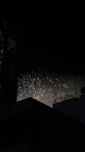 Fireworks display over Nha Trang Ward buildings