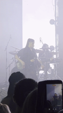 Female singer performs with band in Linz, Austria