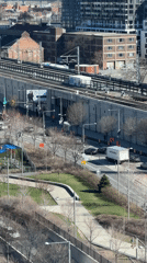 Montreal transit activity documented from elevated perspective