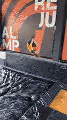 Person performs backflips at trampoline park in Krasnoyarsk