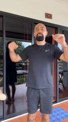 Outdoor workout on a Ko Samui balcony, push-ups and stretching