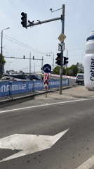 Inflatable sponsor bottle spotted at Giro d'Italia event in Bulgaria