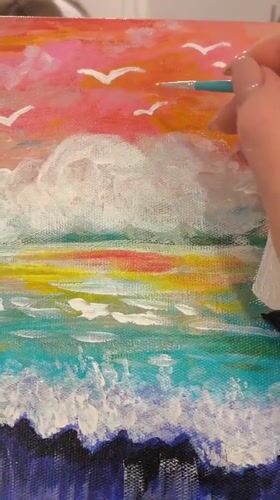 Artist paints ocean sunset scene in Fryazino, Russia