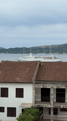 Cruise ship spotted off Montenegro coast from residential overlook