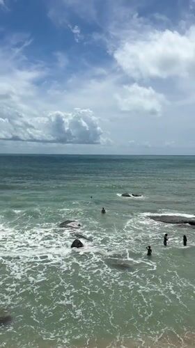 Beachgoers swim at Baan Chaweng Noi during early morning hours