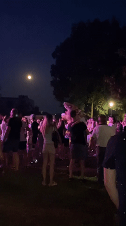 Live outdoor concert lights up a summer night in Buk, Poland