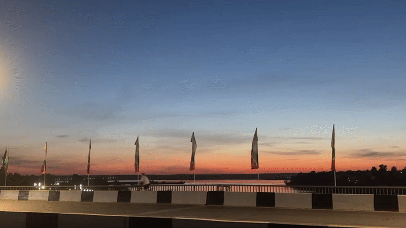 Evening bridge views capture twilight and nighttime Naberezhnye Chelny
