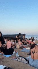 Open-air beach cinema draws a crowd in Barcelona