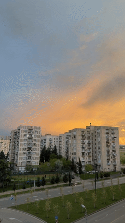 Sunset captured over Tbilisi residential buildings May 6