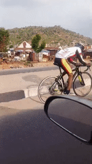 Cyclist spotted riding road bike in Dam Camp, Nigeria
