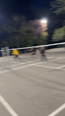 Evening badminton game draws players to lit Stara Zagora court