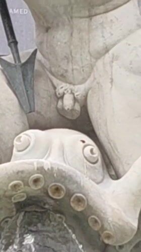 Tourist documents Neptune Fountain and Piazza Navona street scenes