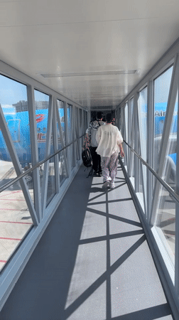 Boarding a Moscow-bound flight at Hangzhou Xiaoshan Airport