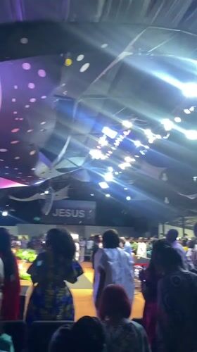 Church service with music and congregation in Ado, Nigeria