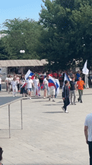Young people gather with Russian flags for patriotic event in Astrakhan