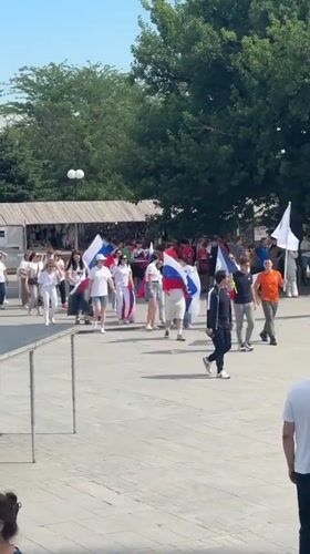Young people gather with Russian flags for patriotic event in Astrakhan