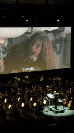 Orchestra performs with visual display in Yerevan concert hall