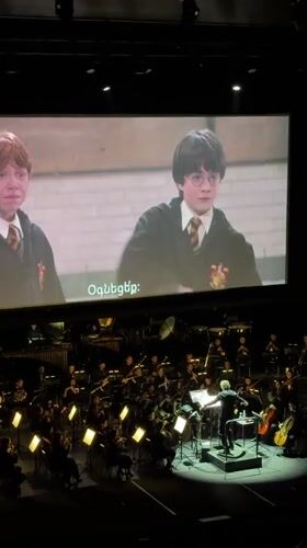 Orchestra performs with visual display in Yerevan concert hall