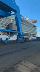 Cruise ship docks at Brest port with active operations