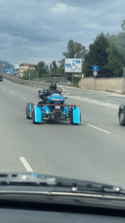 Custom four-wheeled motorcycle spotted on Sofia highway