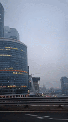 Moscow skyline captured on video during evening hours