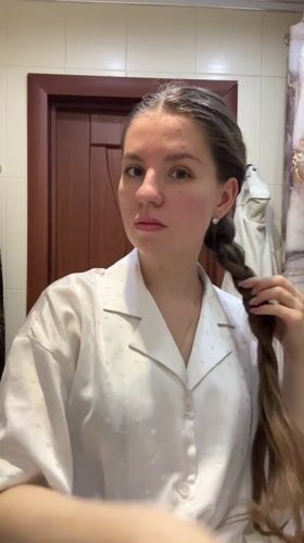 Woman documents morning routine in Klin, Russia bathroom