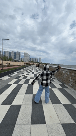 Child's morning waterfront outing documented in Nizhnevartovsk, Russia
