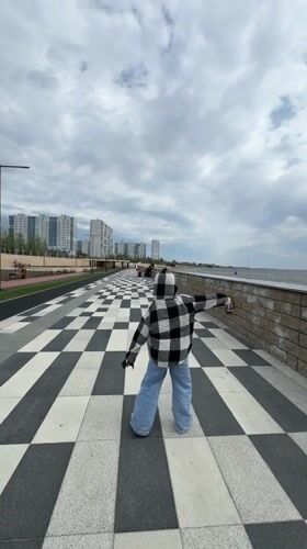 Child's morning waterfront outing documented in Nizhnevartovsk, Russia