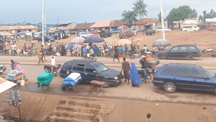 Busy street scene captured in Akwanga, Nigeria market area