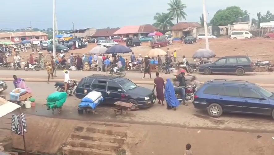 Busy street scene captured in Akwanga, Nigeria market area