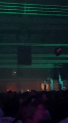 Late-night music event draws crowds in Lyon with laser lighting