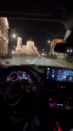 Night drive ends at Alexander Nevsky Cathedral in Sofia