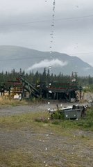 Rainy day at a rural Haines Junction homestead in summer