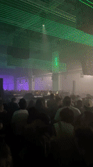 Crowd gathers at nightclub or concert venue in Lyon