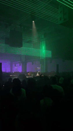 Crowd gathers at nightclub or concert venue in Lyon