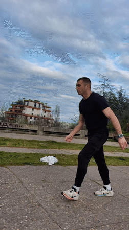 Man performs morning backflips near Black Sea in Varna