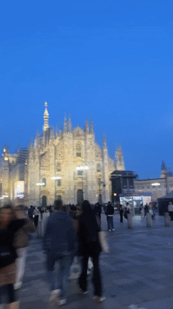 Evening commute scenes captured around Milan's Duomo district