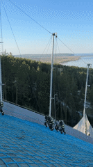 Firefighters train at ski jump complex in Russia