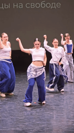 Dance groups perform on stage in Khimki, Russia