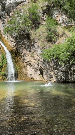 Waterfall barbecue gathering captured in Boreti, Montenegro