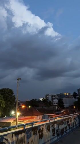Storm clouds and moonlight over Belgrade at dusk