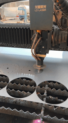 Laser cutter cuts metal circles in Bulgarian workshop