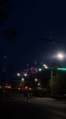 Fireworks display lights up night sky in Шебунино, Russia