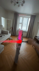 Girl plays with light-up toy swords in Krasnoyarsk home